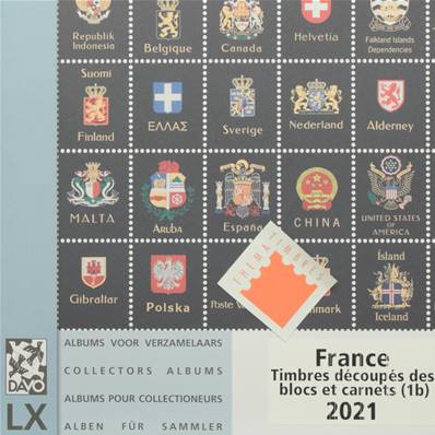 Feuilles 1b Luxe timbres découpés blocs carnets France 2021 DAVO 53751