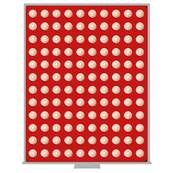 Box rouge pour 120 pieces de 1 cent euro avec alvéoles ronds 16.5mm LINDNER 2501