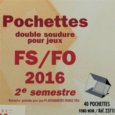 Pochettes 2e semestre 2016 pour Futura FS FO Yvert et Tellier 23711