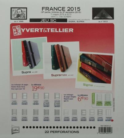 Jeu France SC 2015 timbres du 2e semestre Yvert et Tellier 860012