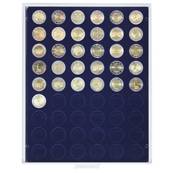 Box bleu pour 54 pieces de 2 euros avec alvéoles ronds 25.75mm LINDNER 2154M
