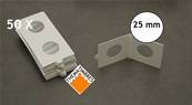 lot de 50 étuis carton HB autocollants 25 mm Hartberger 50025TH