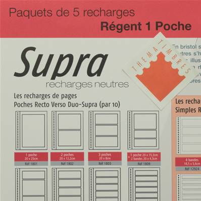 5 recharges neutres Regent Supra 1 poche Yvert et Tellier 12921